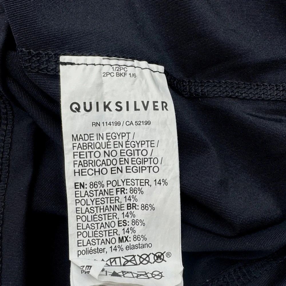 Quiksilver Mens Black Short Sleeve Rash Guard Swim Shirt UPF 50+ Size M